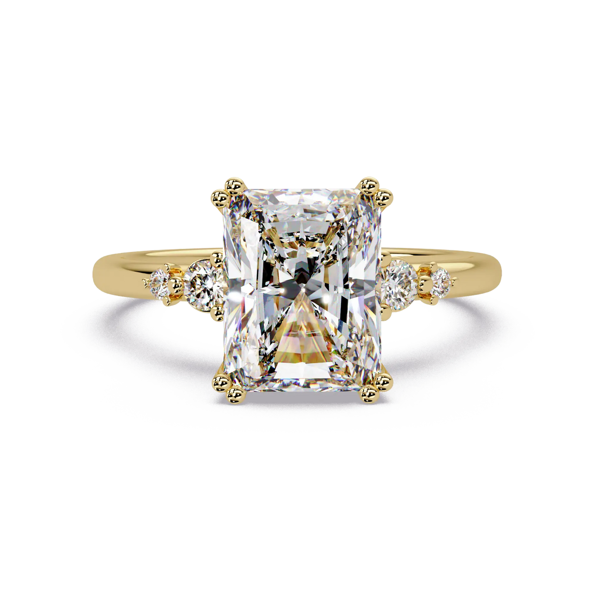 Radiant Cut Lab Grown Diamond Engagement Ring with Side Stones