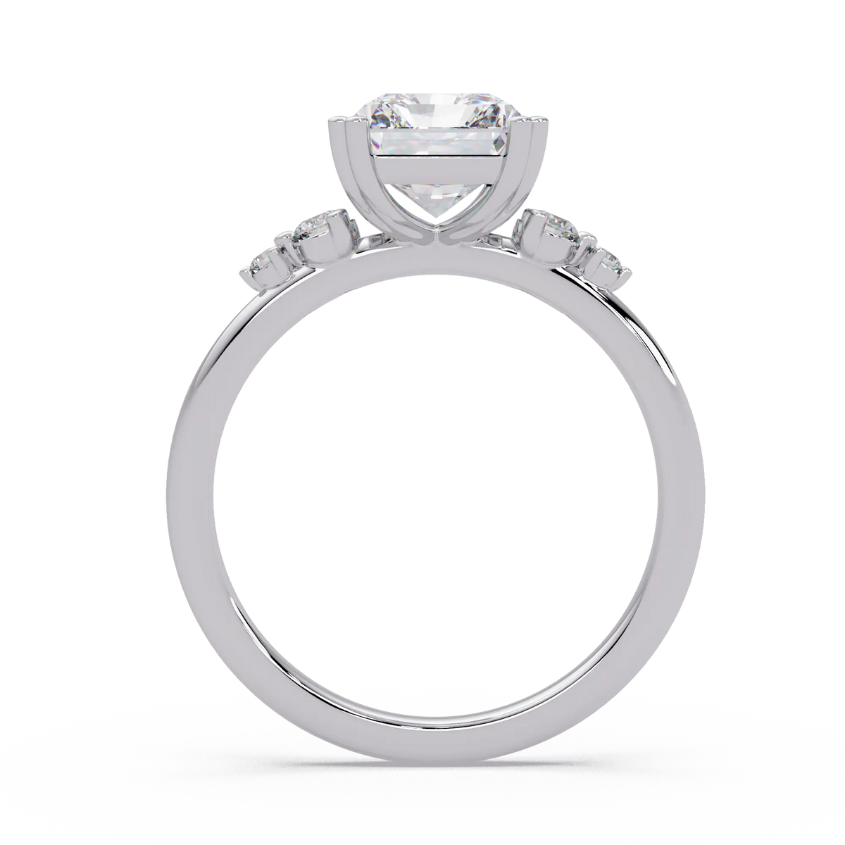 Radiant Cut Lab Grown Diamond Engagement Ring with Side Stones