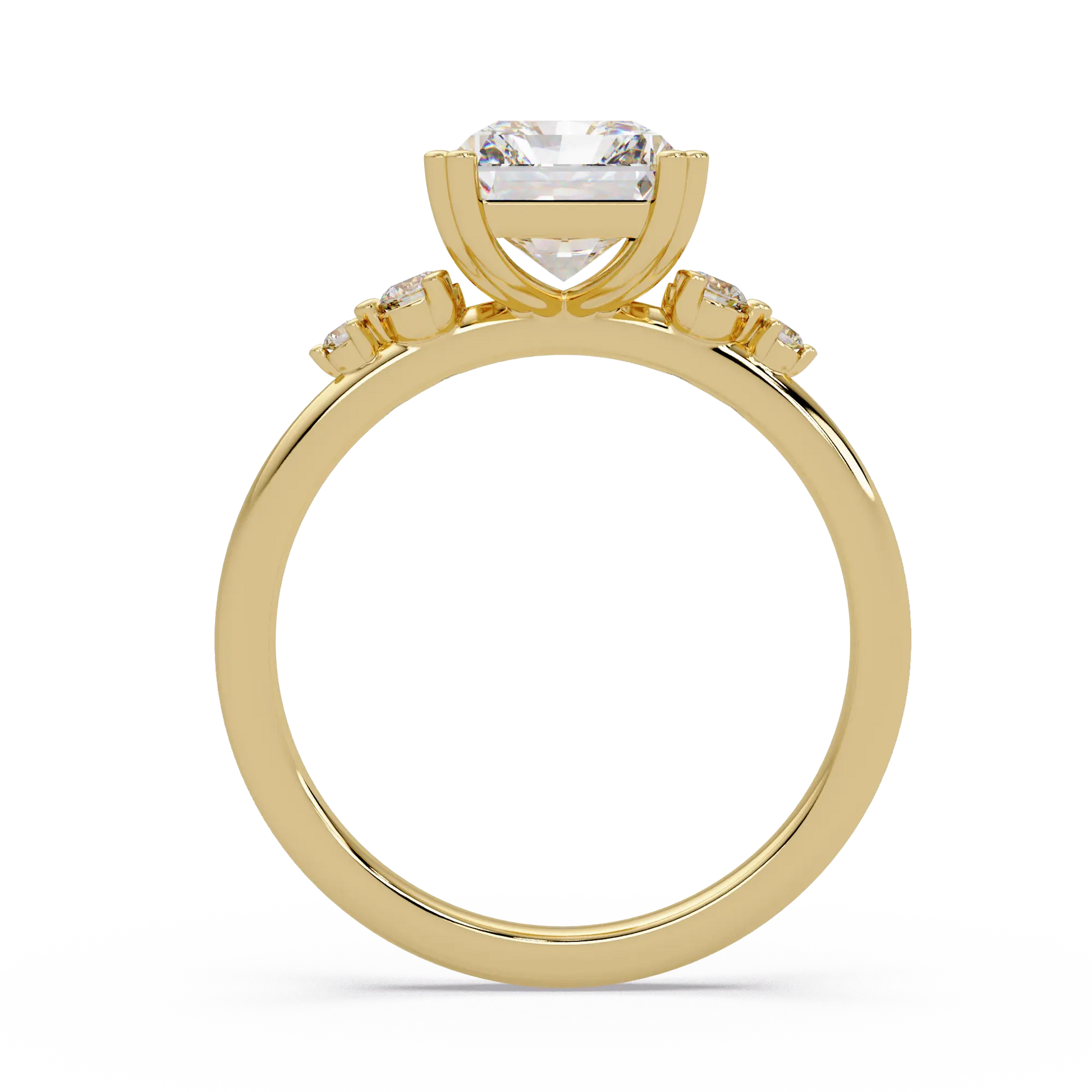 Radiant Cut Lab Grown Diamond Engagement Ring with Side Stones