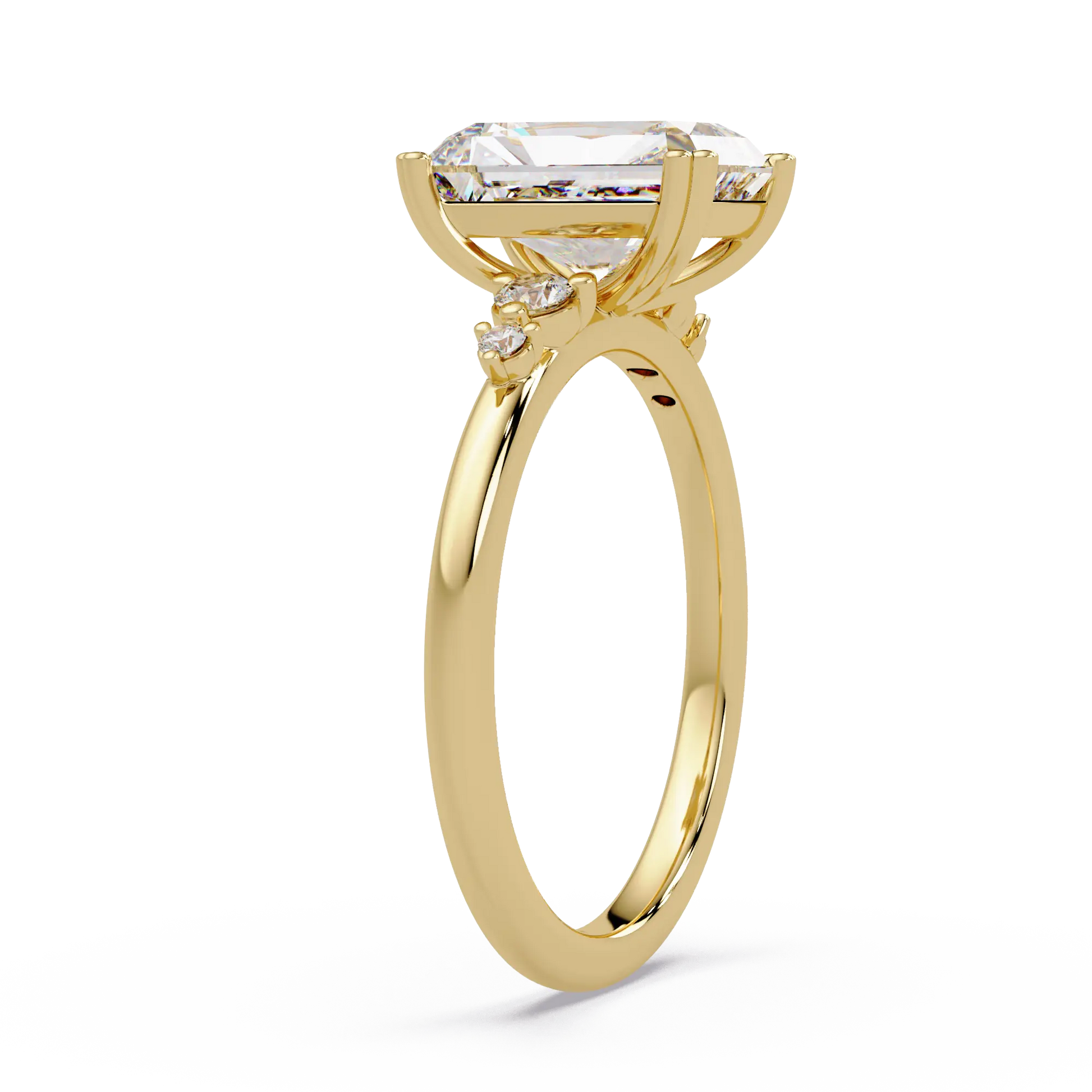 Radiant Cut Lab Grown Diamond Engagement Ring with Side Stones