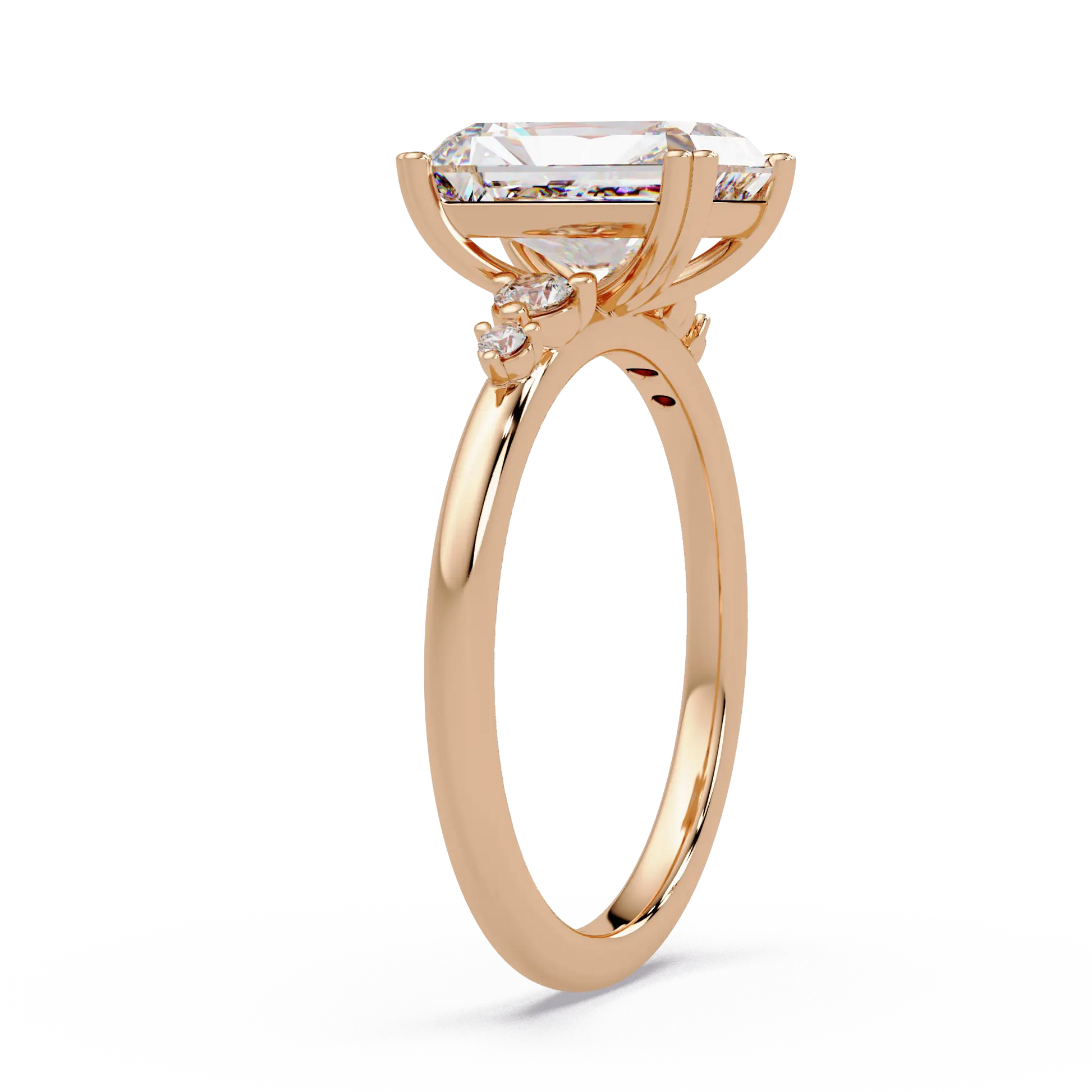 Radiant Cut Lab Grown Diamond Engagement Ring with Side Stones