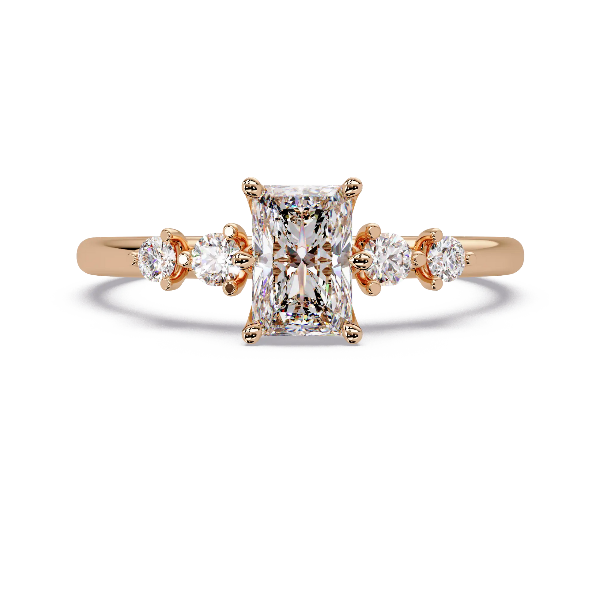 Radiant Cut Lab Grown Diamond Five Stone Engagement Ring