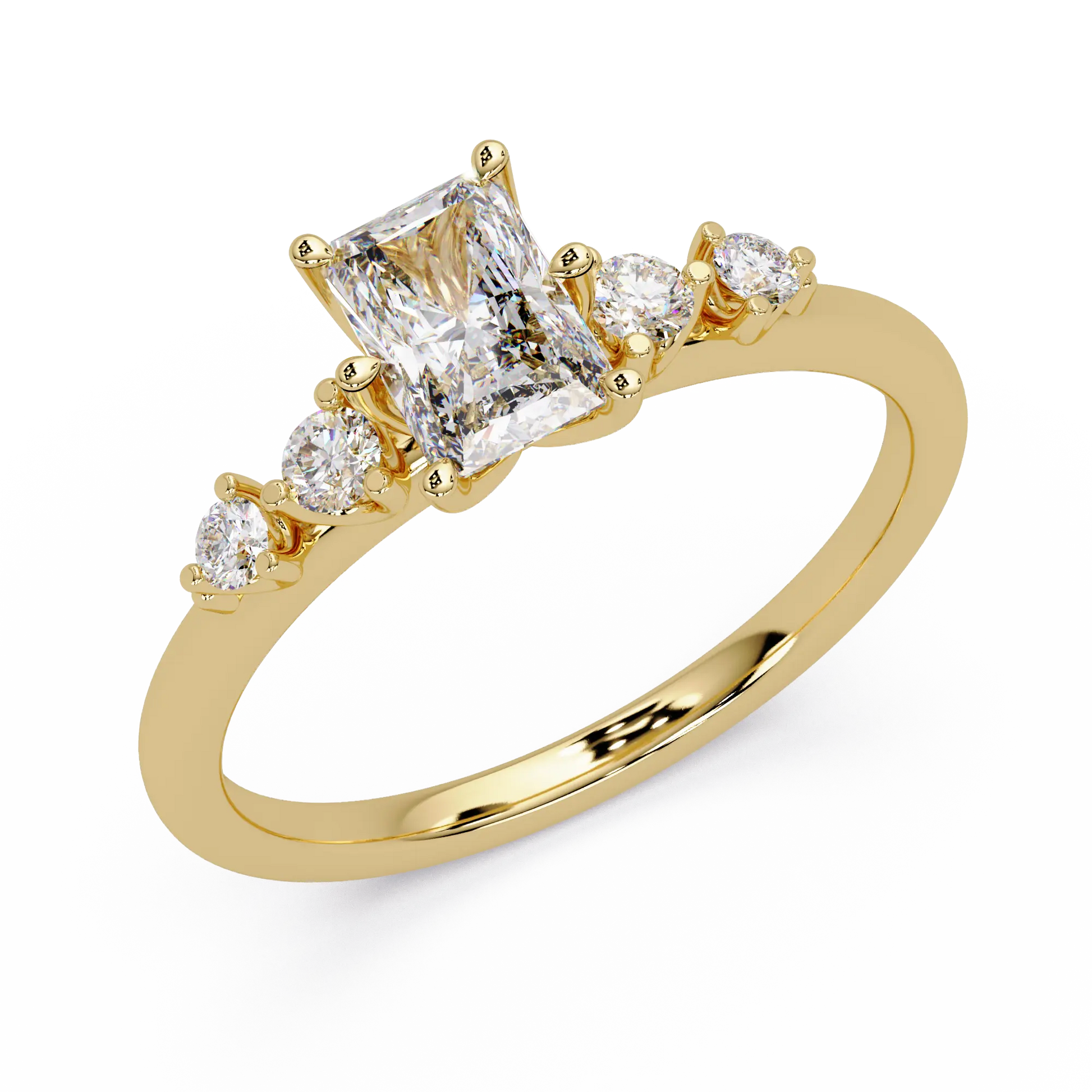 Radiant Cut Lab Grown Diamond Five Stone Engagement Ring