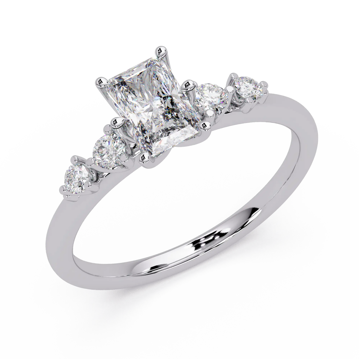 Radiant Cut Lab Grown Diamond Five Stone Engagement Ring