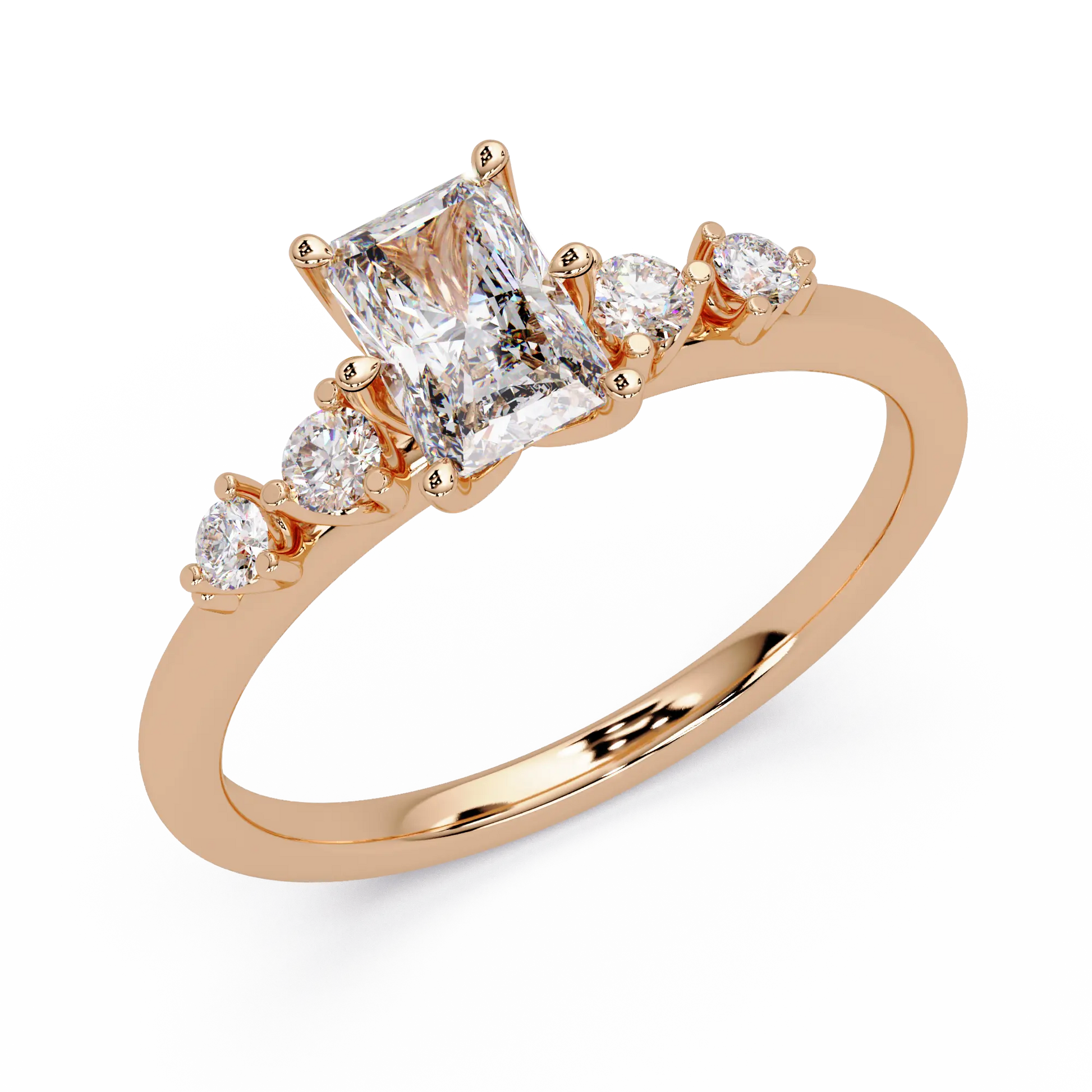 Radiant Cut Lab Grown Diamond Five Stone Engagement Ring