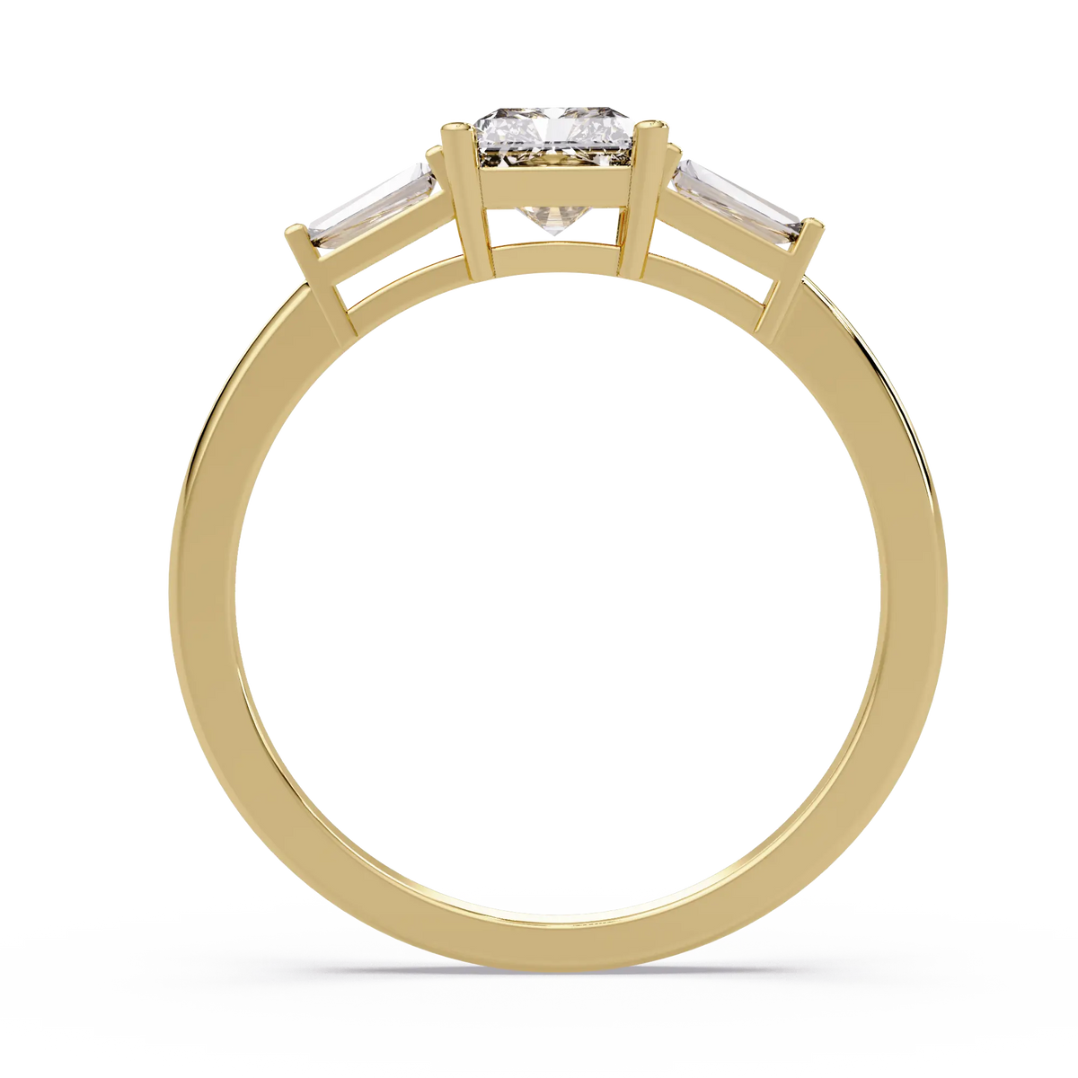 Radiant Lab Grown Diamond Engagement Ring with Tapered Baguette Accents