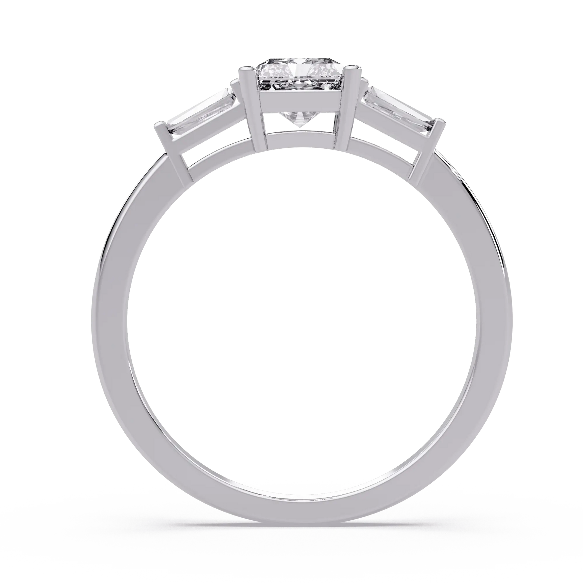 Radiant Lab Grown Diamond Engagement Ring with Tapered Baguette Accents