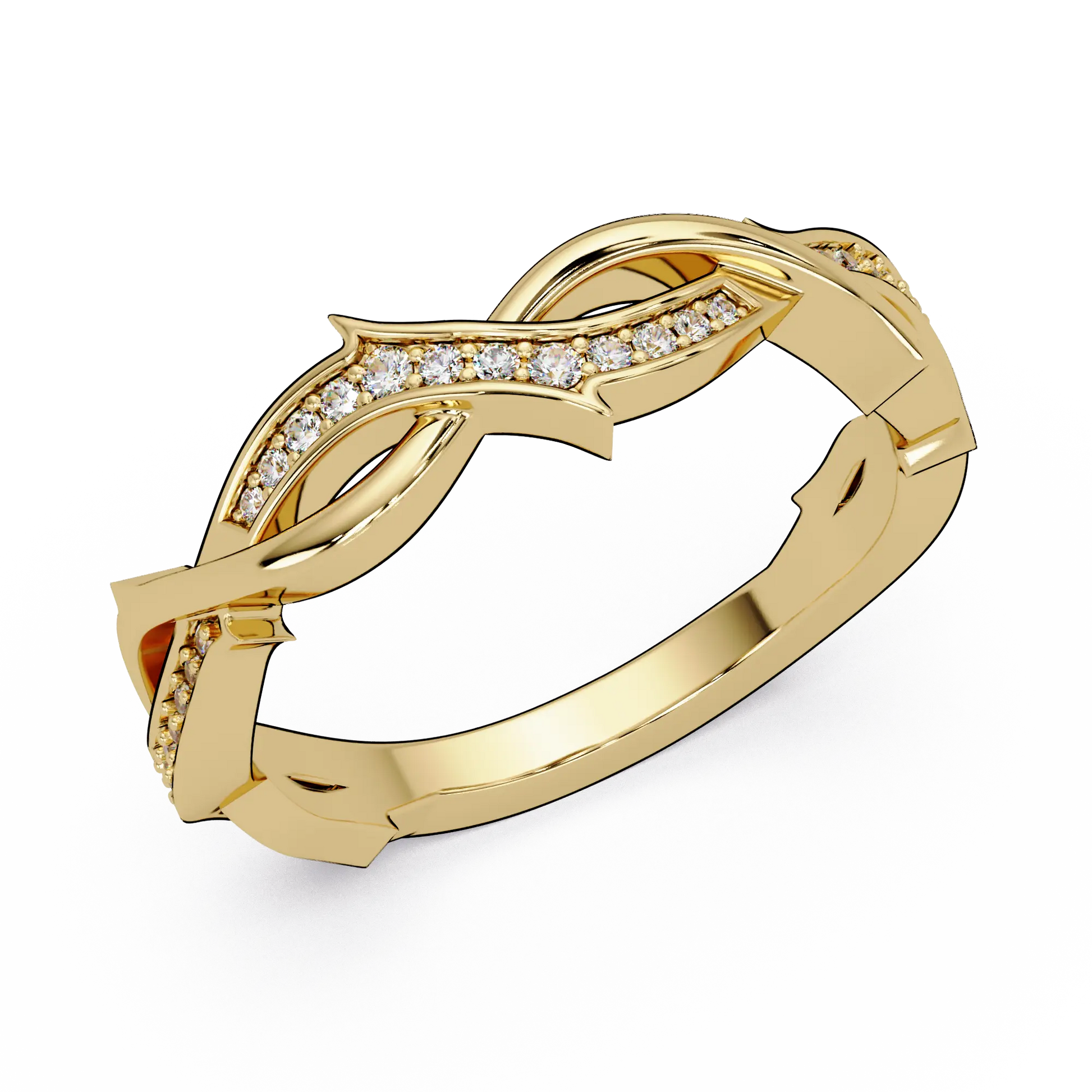 Diamond Infinity Twist Wedding Band & Curved Pavé Stackable Anniversary Ring