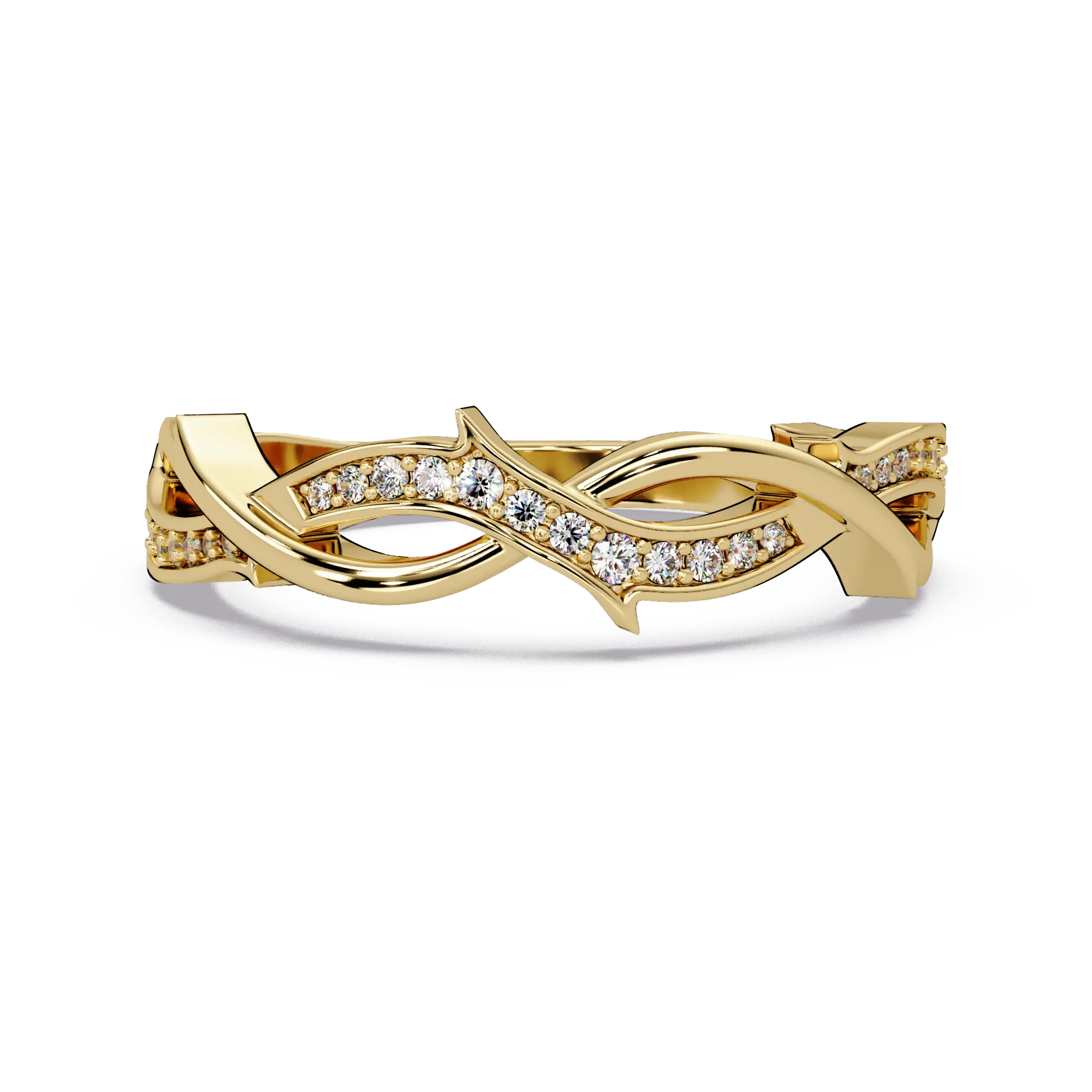Diamond Infinity Twist Wedding Band & Curved Pavé Stackable Anniversary Ring