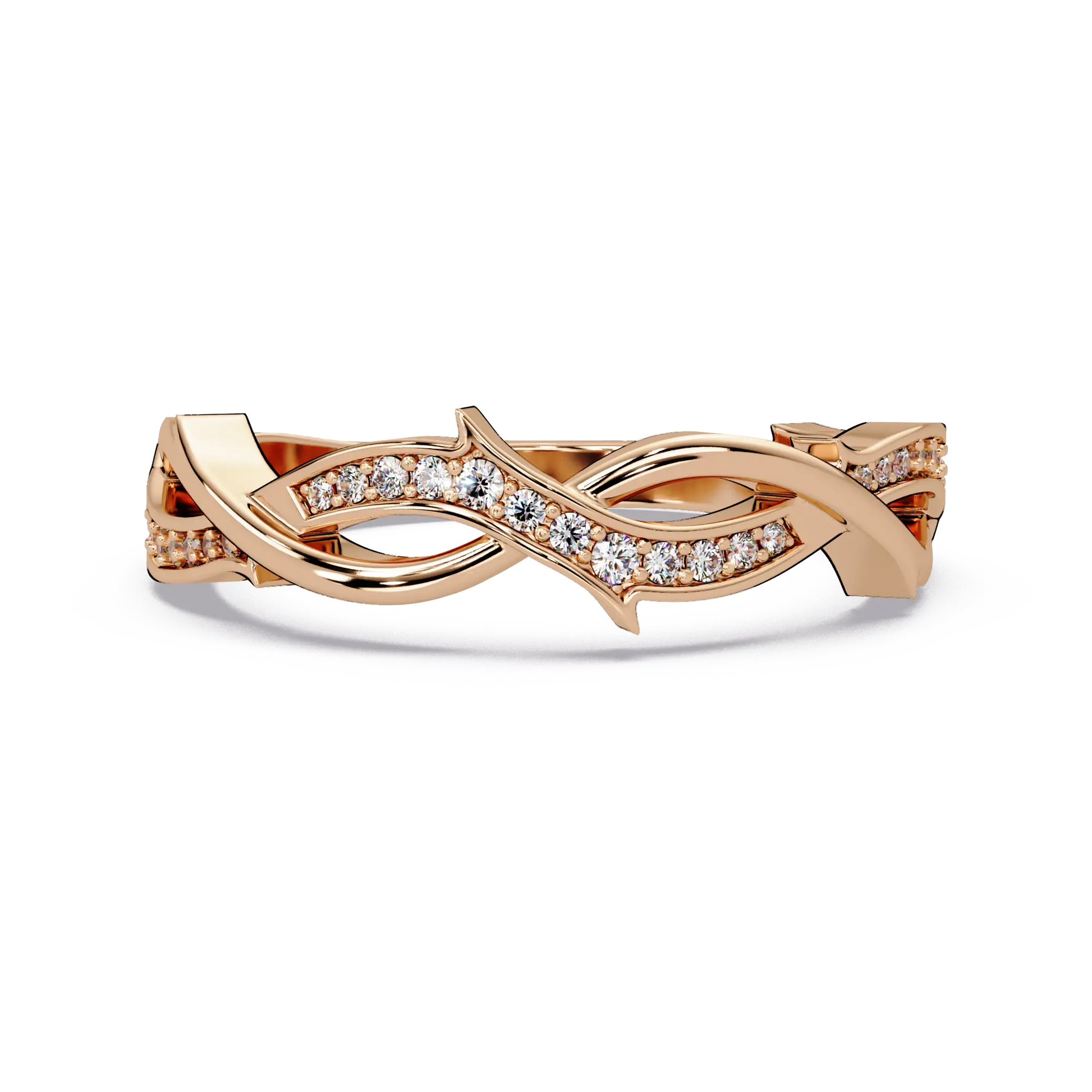Diamond Infinity Twist Wedding Band & Curved Pavé Stackable Anniversary Ring