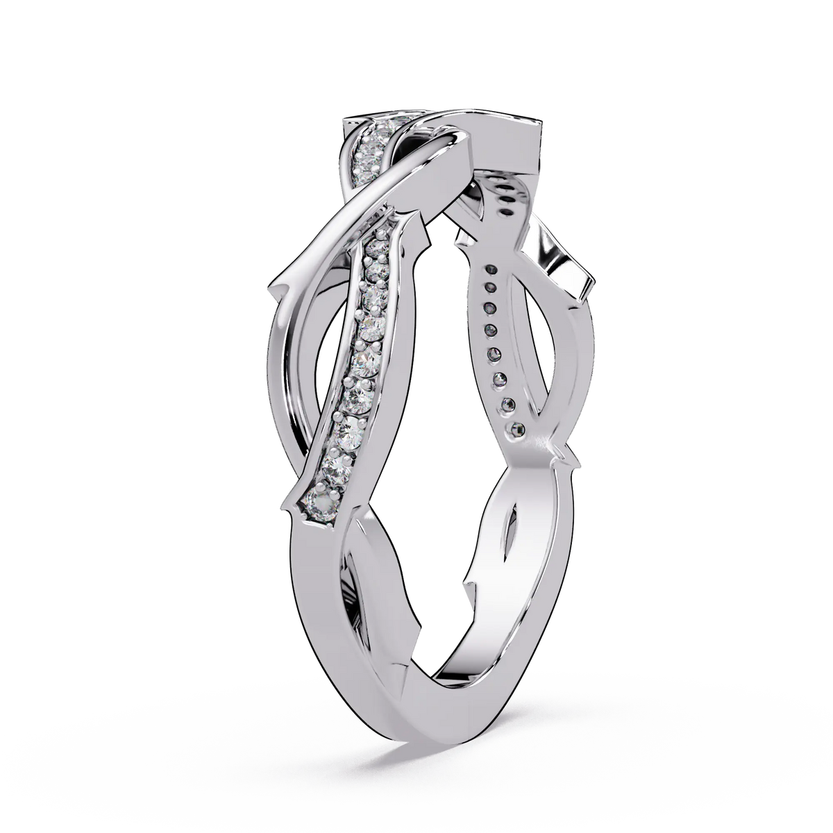 Diamond Infinity Twist Wedding Band & Curved Pavé Stackable Anniversary Ring