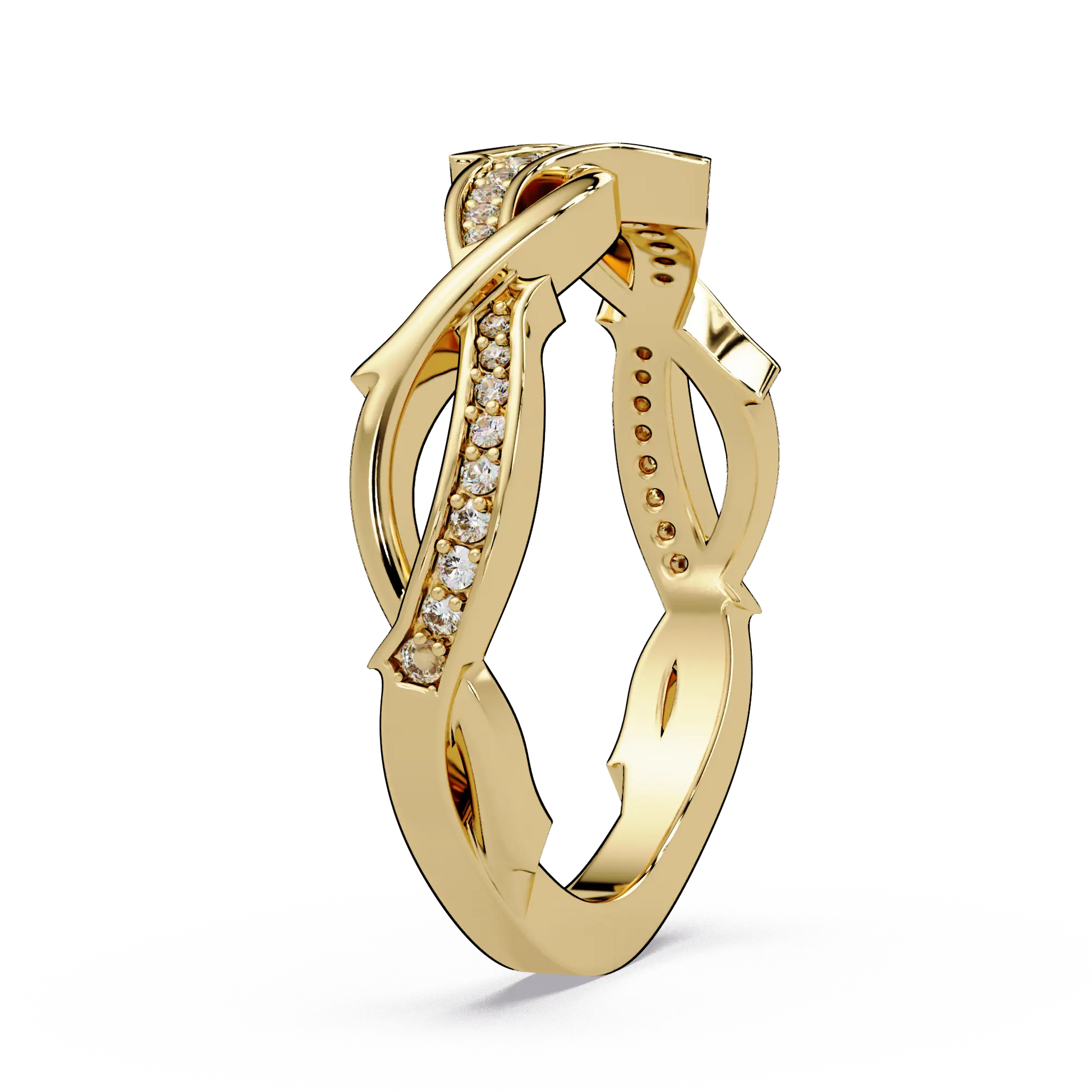 Diamond Infinity Twist Wedding Band & Curved Pavé Stackable Anniversary Ring