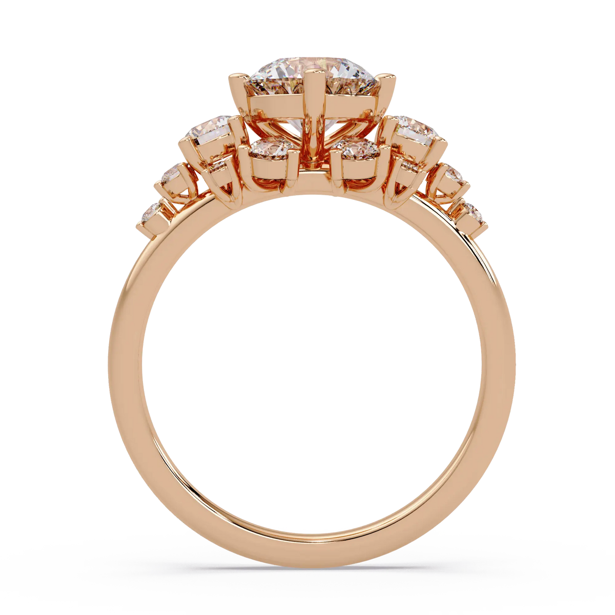 Round Cut Lab Grown Diamond Cluster Engagement Ring