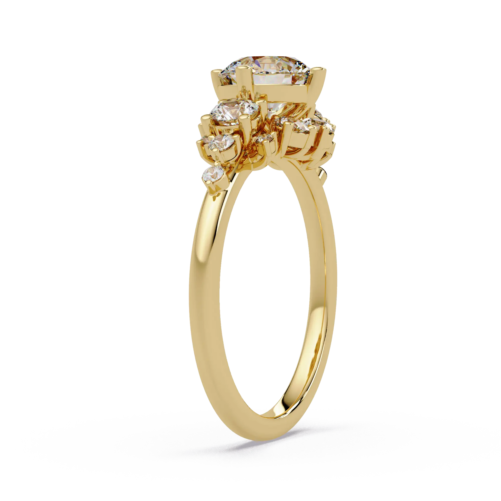 Round Cut Lab Grown Diamond Cluster Engagement Ring