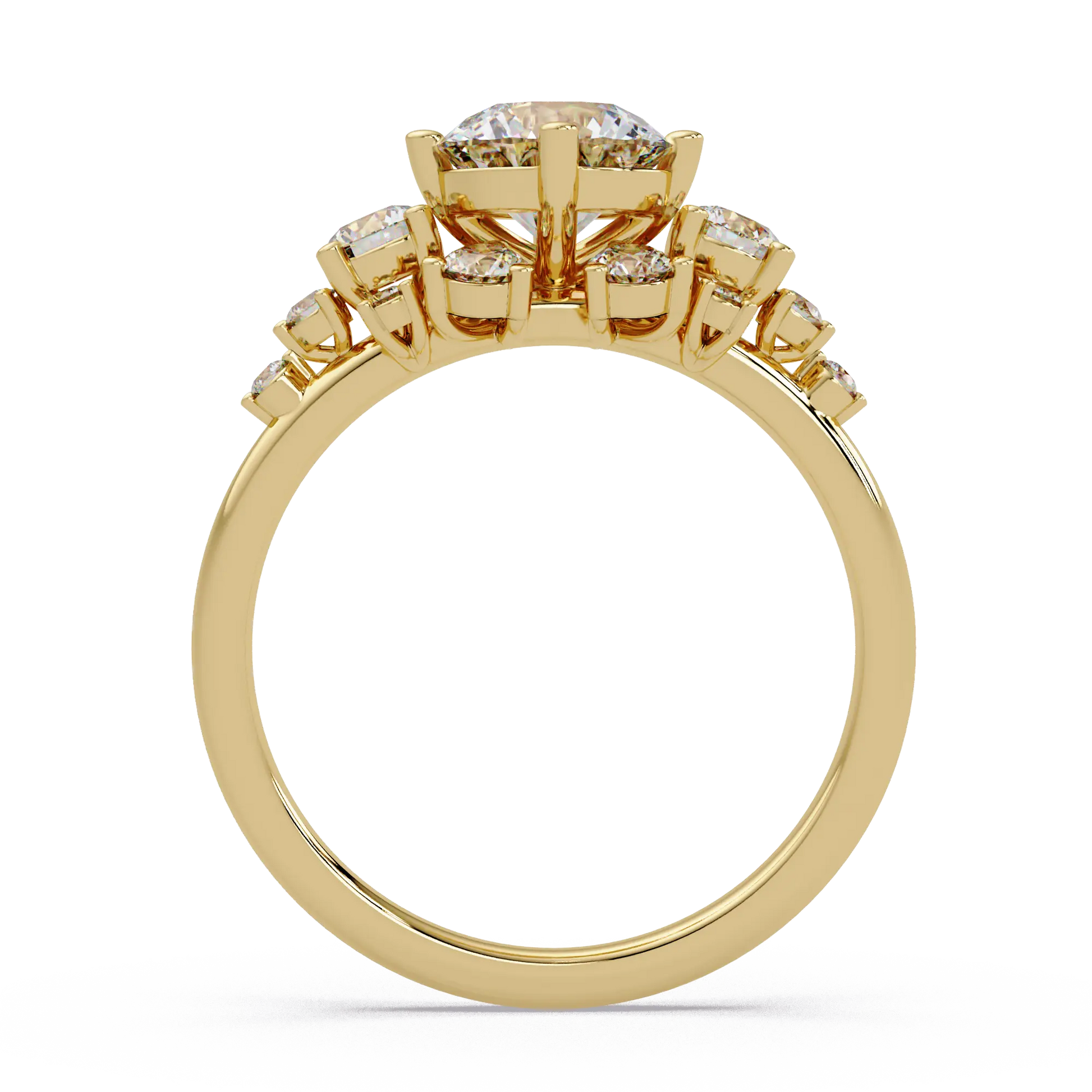 Round Cut Lab Grown Diamond Cluster Engagement Ring