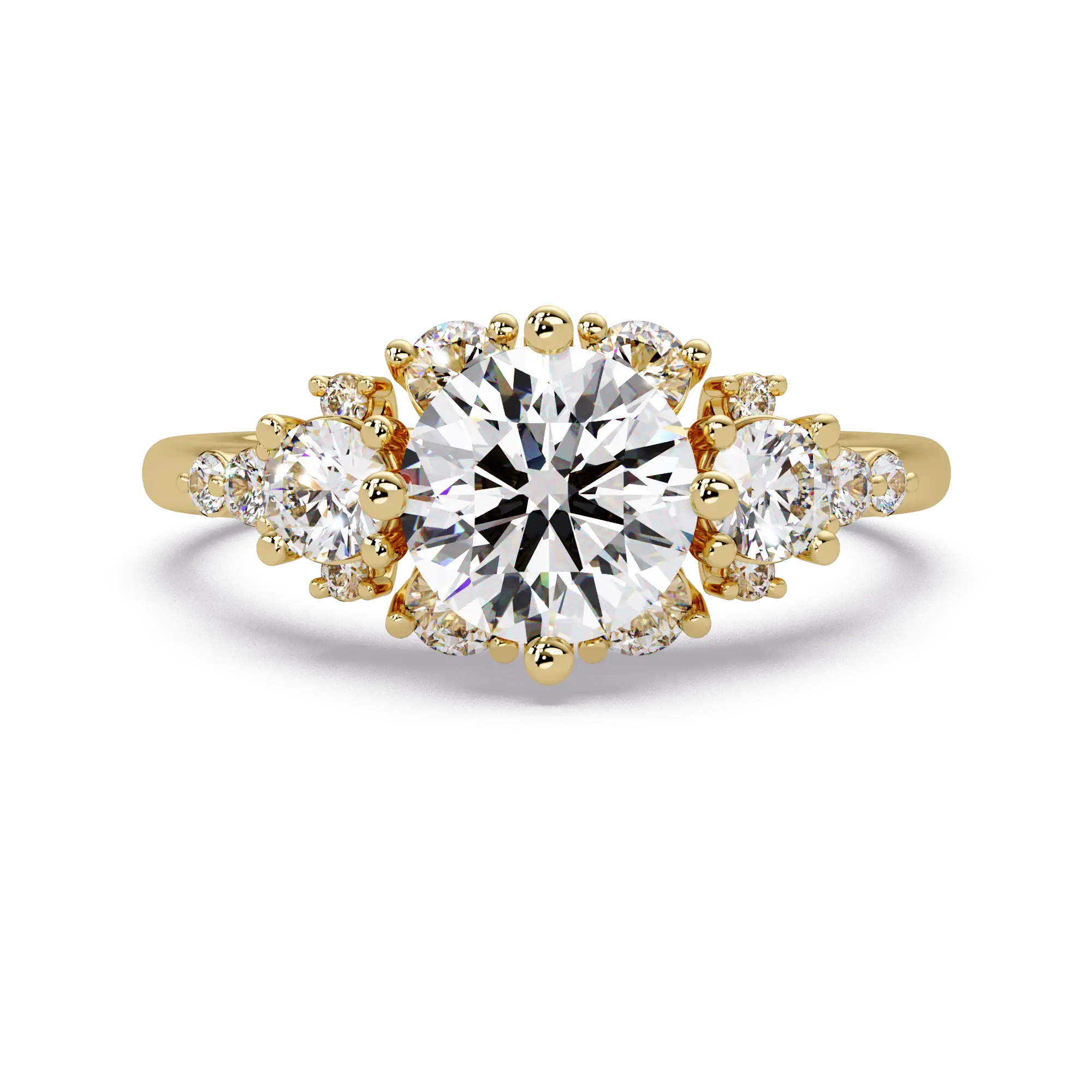 Round Cut Lab Grown Diamond Cluster Engagement Ring