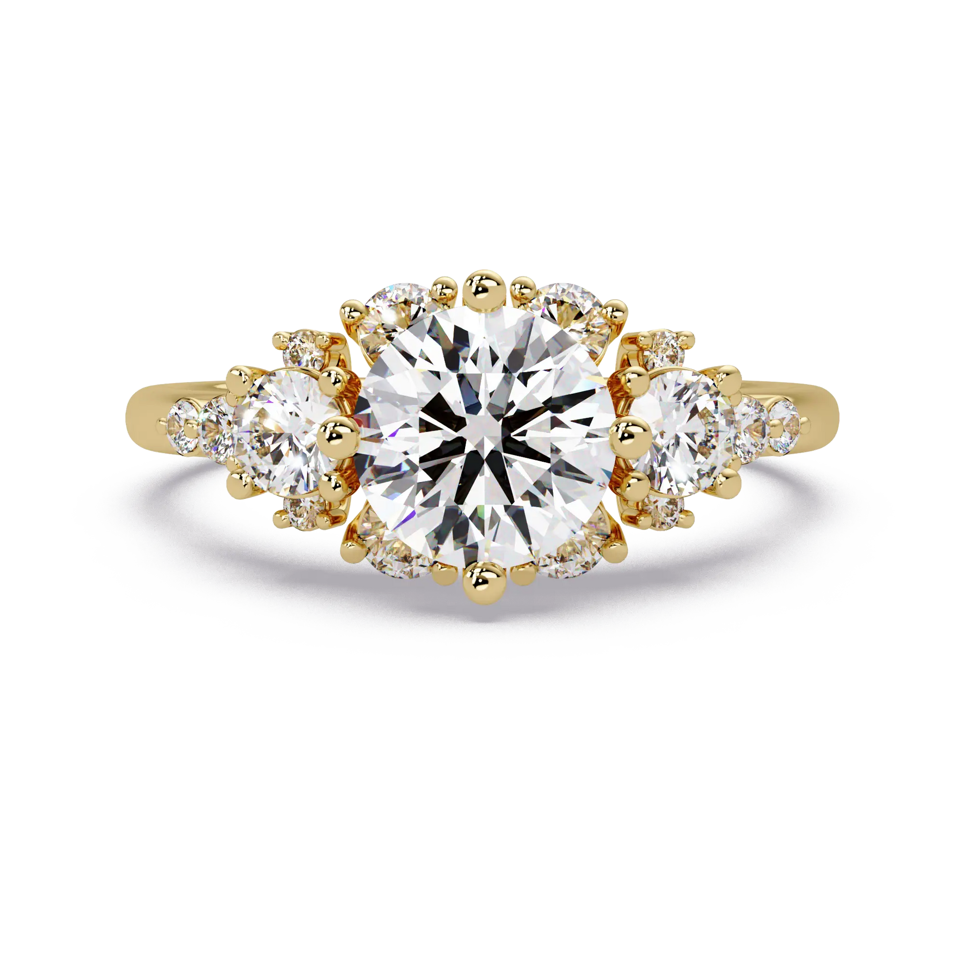 Round Cut Lab Grown Diamond Cluster Engagement Ring