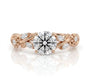 Round Moissanite Nature Inspired Bridal Set – Floral Vine Engagement Ring & Matching Wedding Band