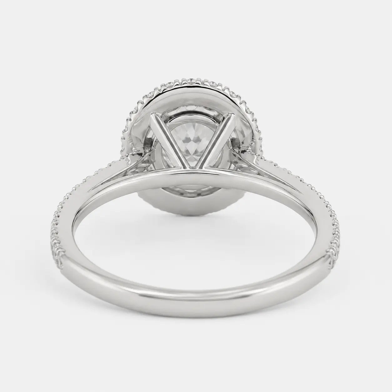Round Brilliant Moissanite Halo Engagement Ring with Diamond Accents