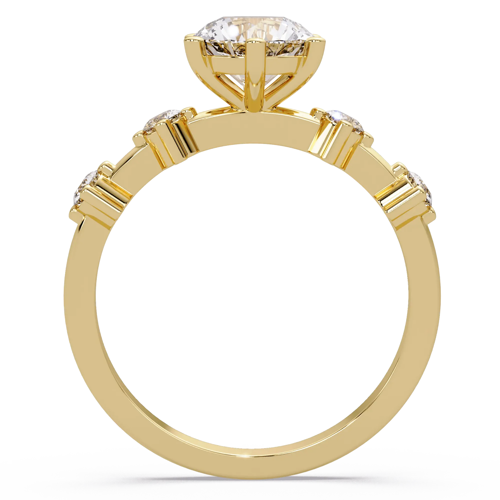 Round Cut Lab Grown Diamond Engagement Ring with Accent Diamonds