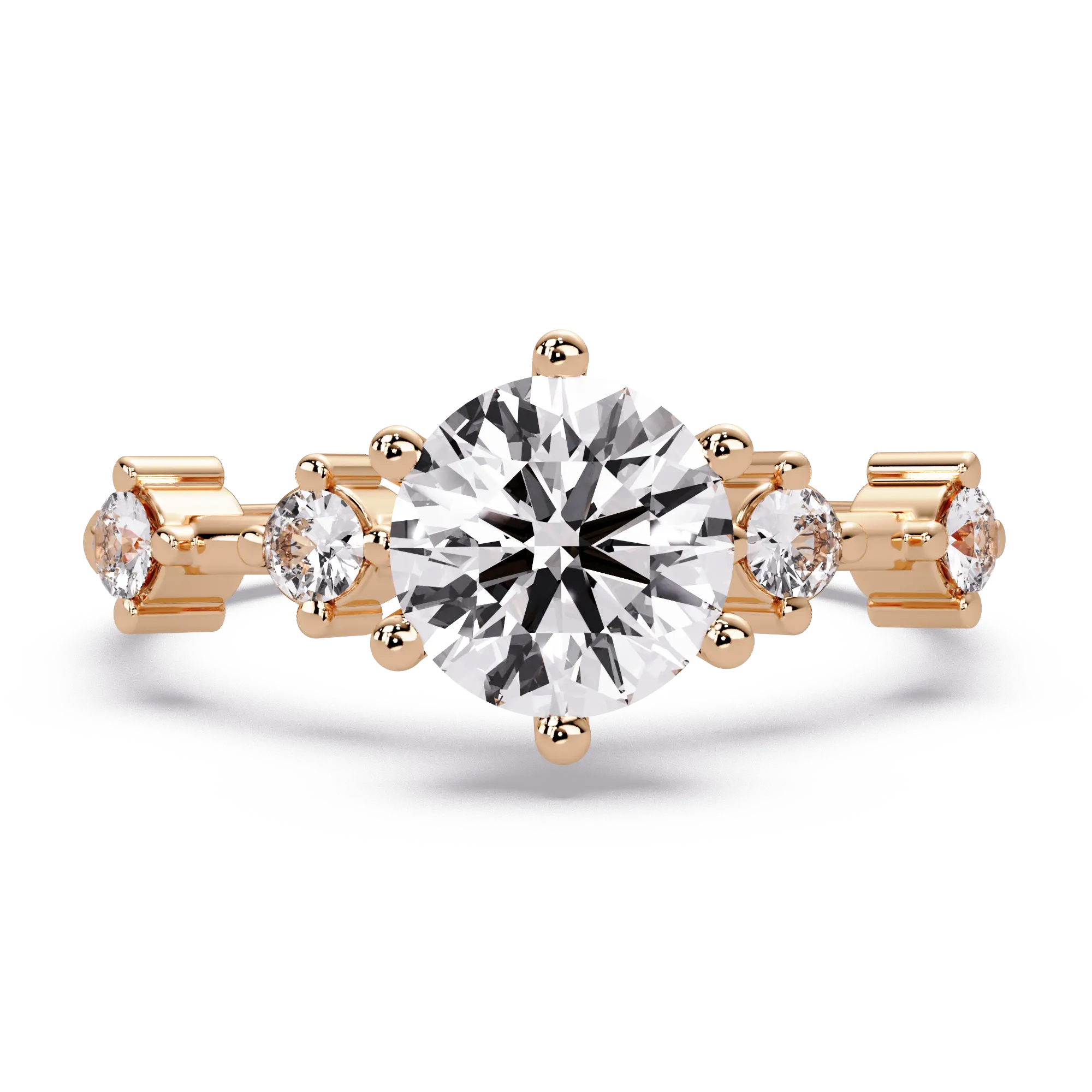 Round Cut Lab Grown Diamond Engagement Ring with Accent Diamonds