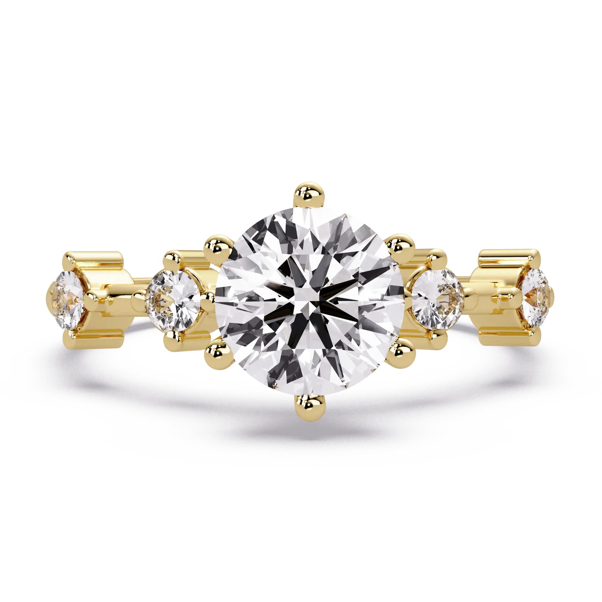 Round Cut Lab Grown Diamond Engagement Ring with Accent Diamonds