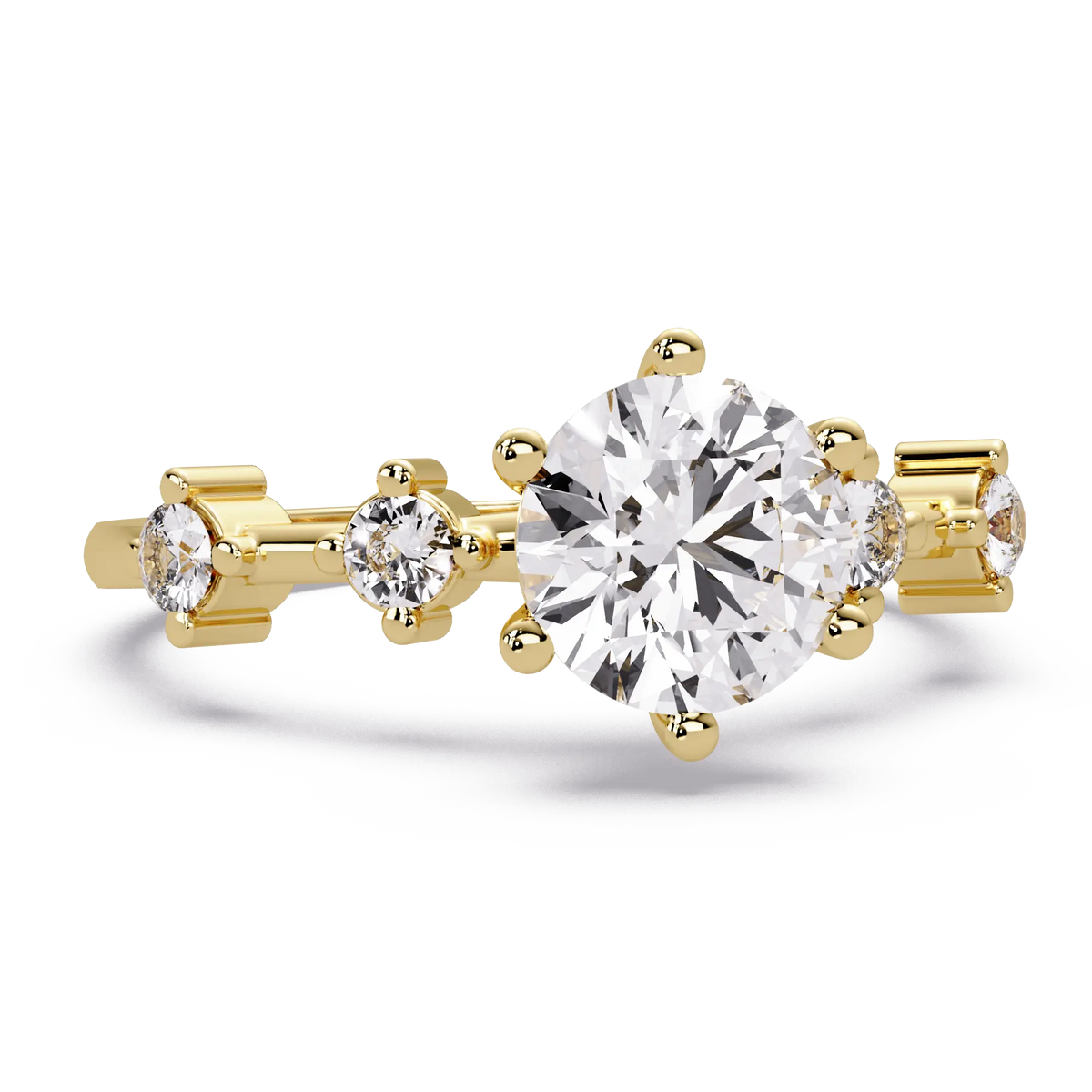 Round Cut Lab Grown Diamond Engagement Ring with Accent Diamonds