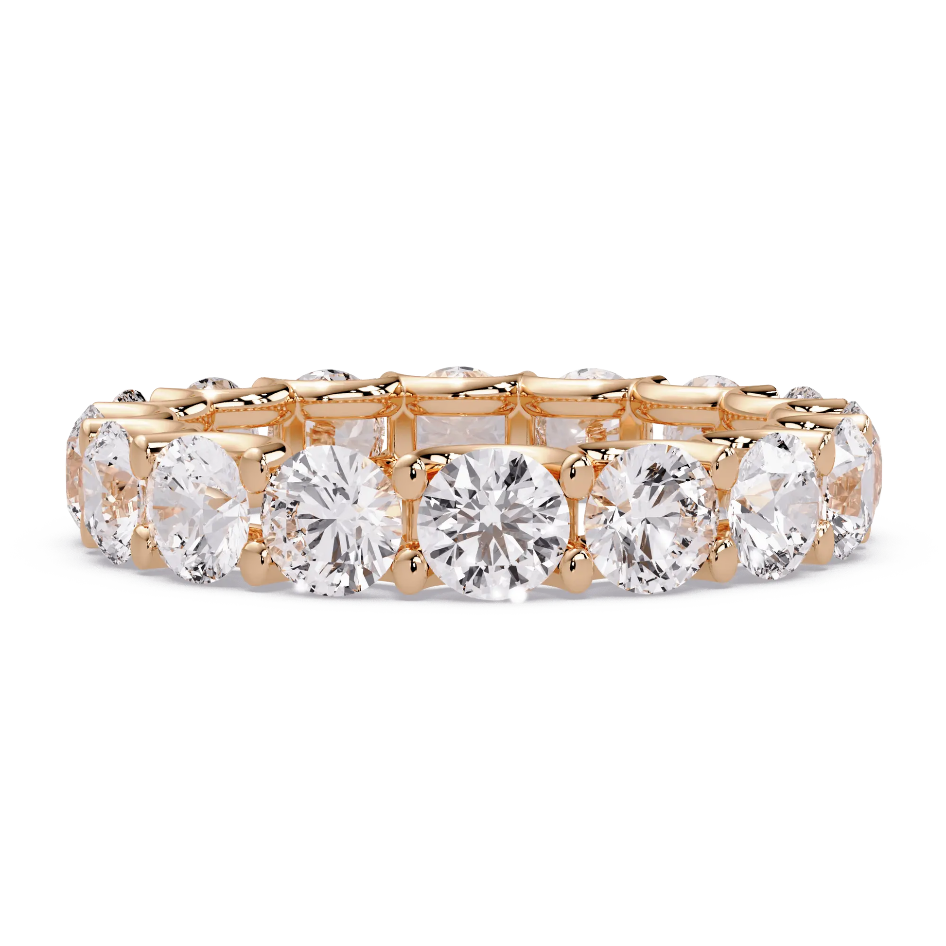 Round Lab Grown Diamond Eternity Wedding Band - Classic Shared Prong Anniversary Ring