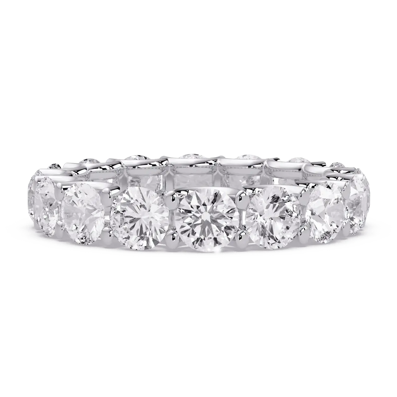 Round Lab Grown Diamond Eternity Wedding Band - Classic Shared Prong Anniversary Ring