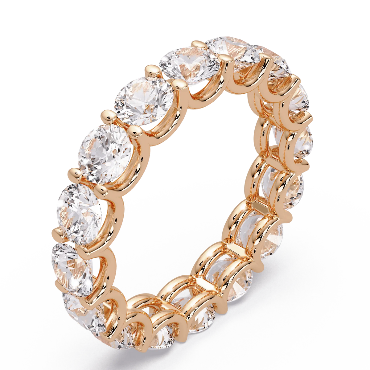 Round Lab Grown Diamond Eternity Wedding Band - Classic Shared Prong Anniversary Ring