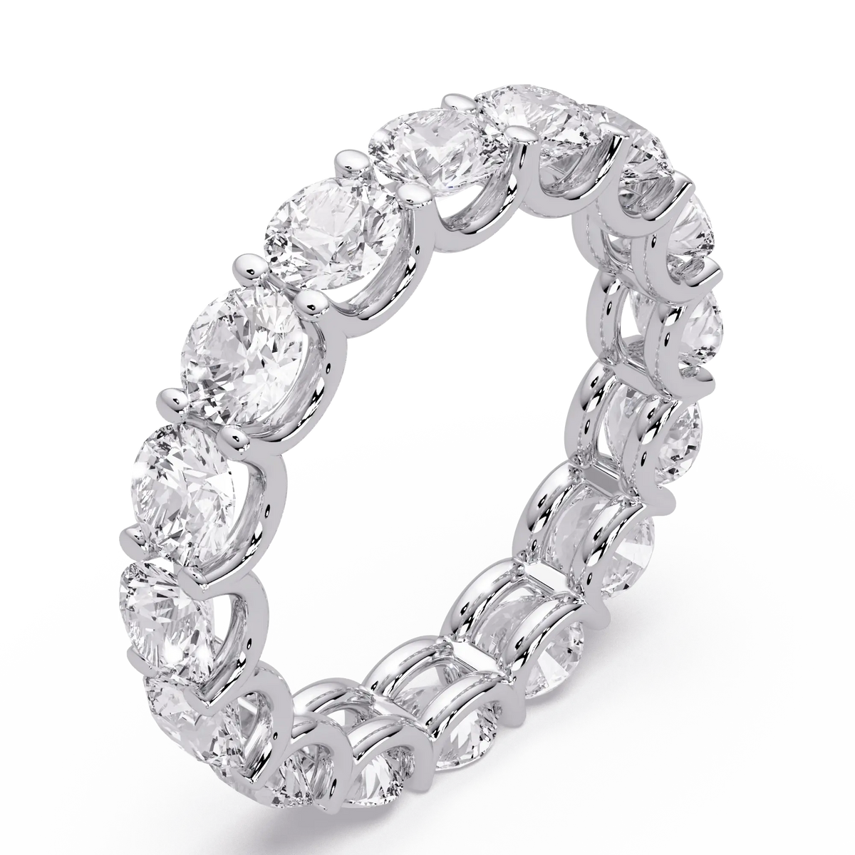 Round Lab Grown Diamond Eternity Wedding Band - Classic Shared Prong Anniversary Ring
