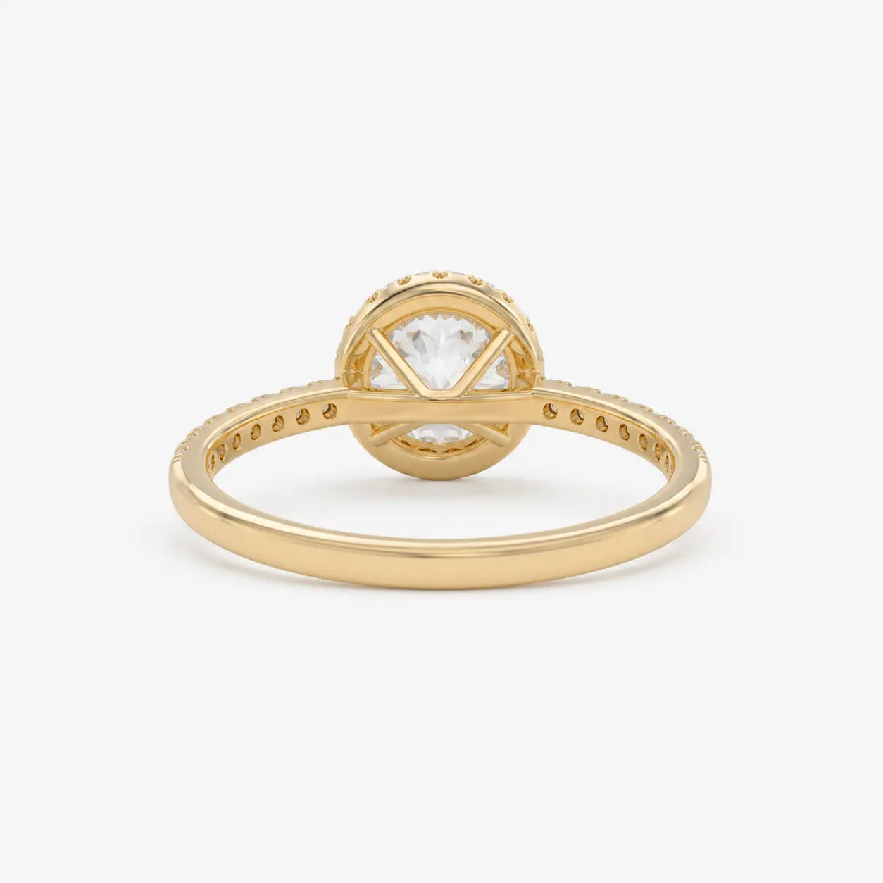 Round Cut Moissanite Halo Engagement Ring with Pavé Band  Classic Brilliant Halo Promise Ring