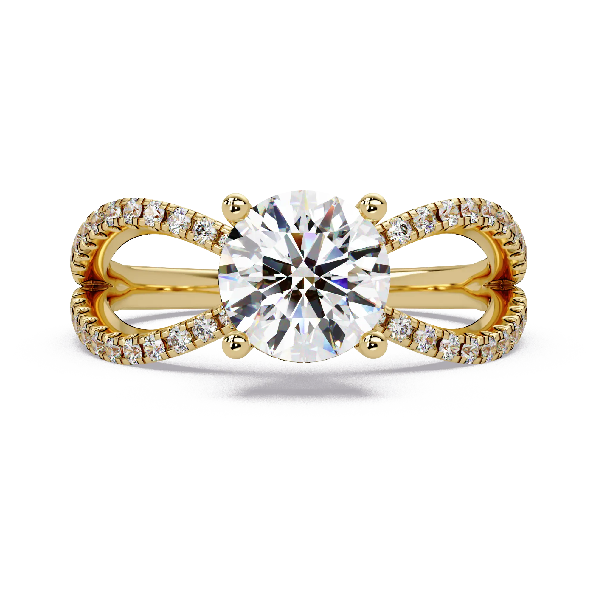Round Diamond Engagement Ring Double Infinity Pavé Split Shank Ring