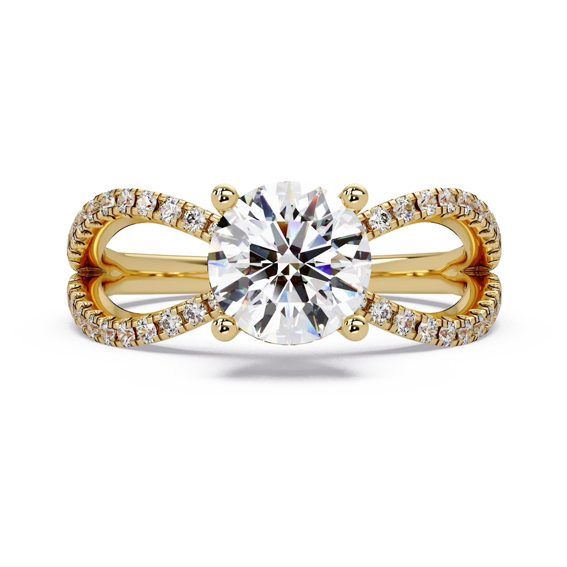 Round Diamond Engagement Ring Double Infinity Pavé Split Shank Ring
