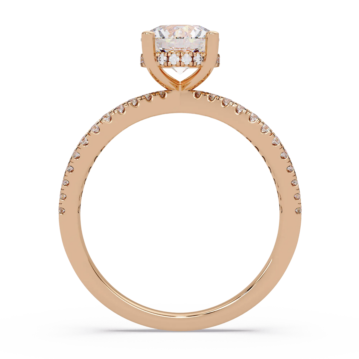 Round Diamond Engagement Ring Double Infinity Pavé Split Shank Ring