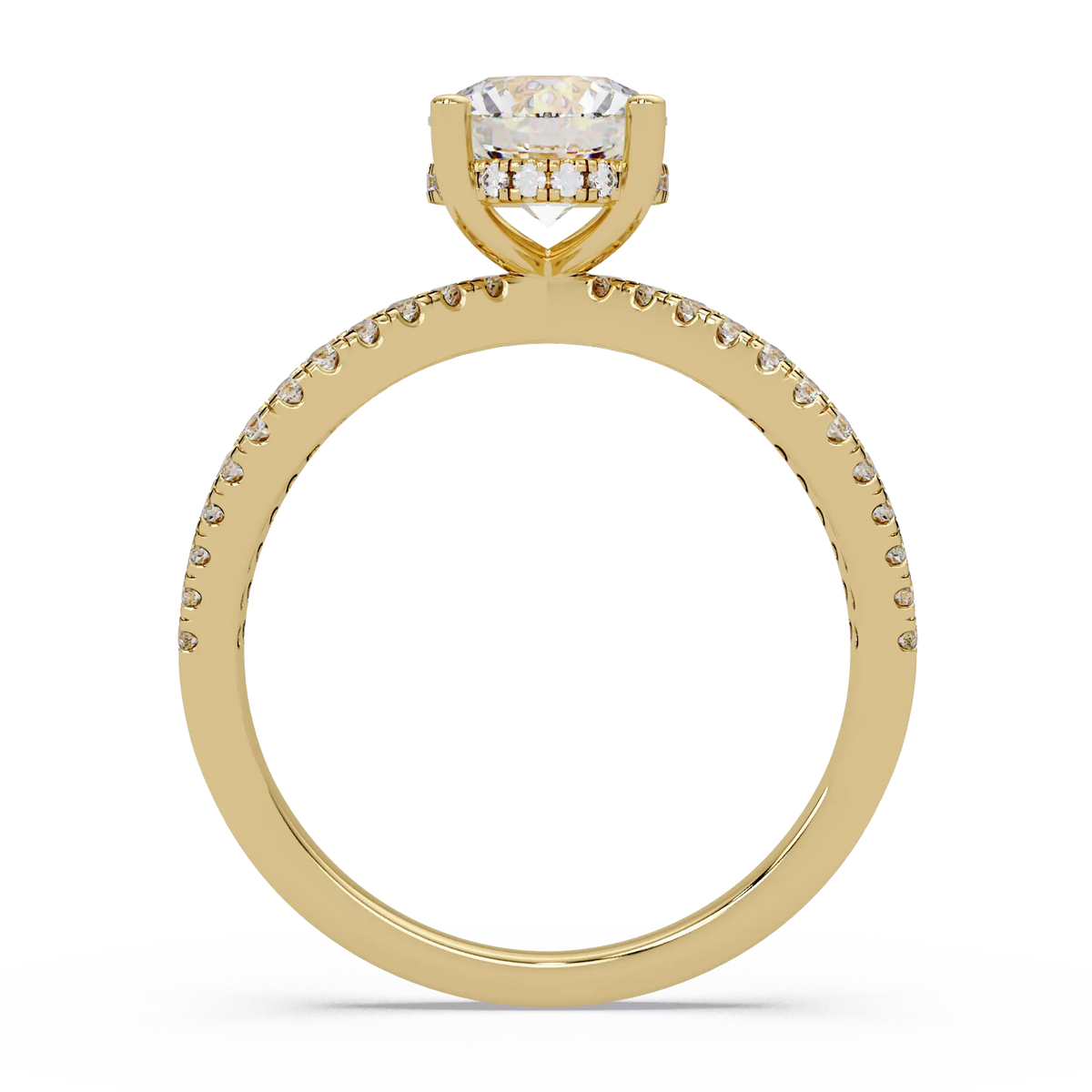 Round Diamond Engagement Ring Double Infinity Pavé Split Shank Ring