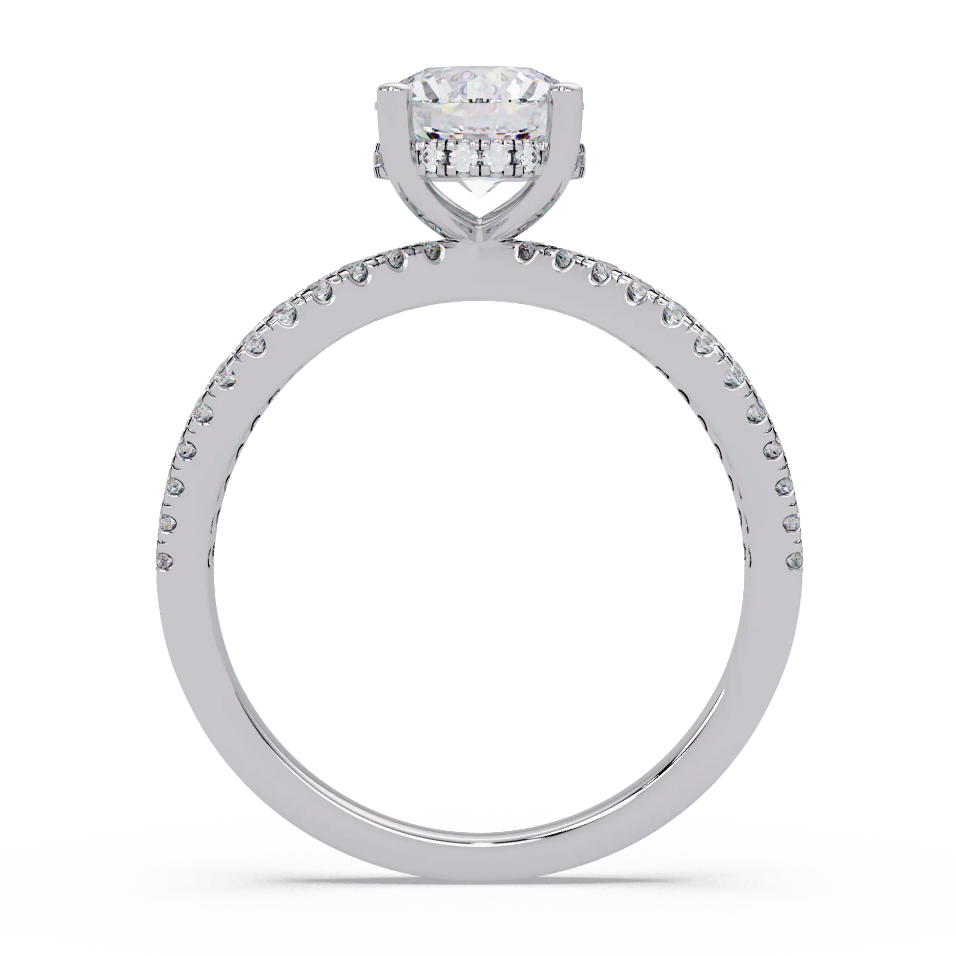 Round Diamond Engagement Ring Double Infinity Pavé Split Shank Ring
