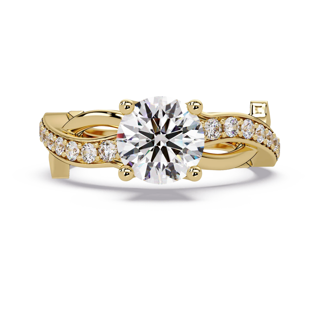 Round Diamond Engagement Ring - Twisted Infinity Pavé Gold Ring