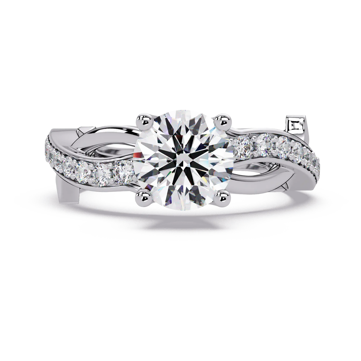 Round Diamond Engagement Ring - Twisted Infinity Pavé Gold Ring