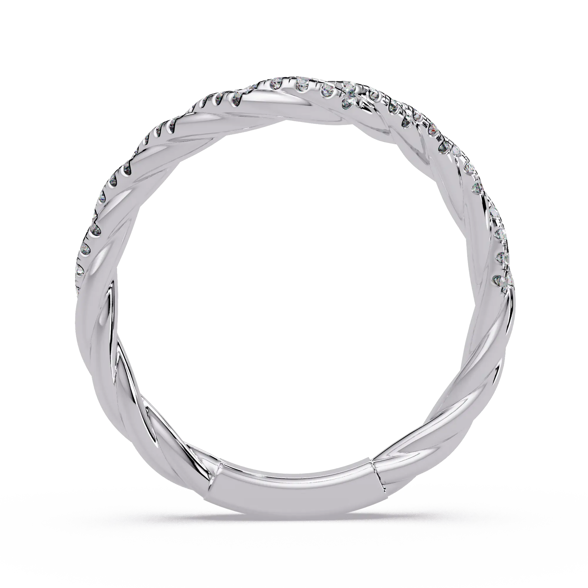 Round Lab Grown Diamond Contour Wedding Band | Curved Pavé Stackable Anniversary Ring