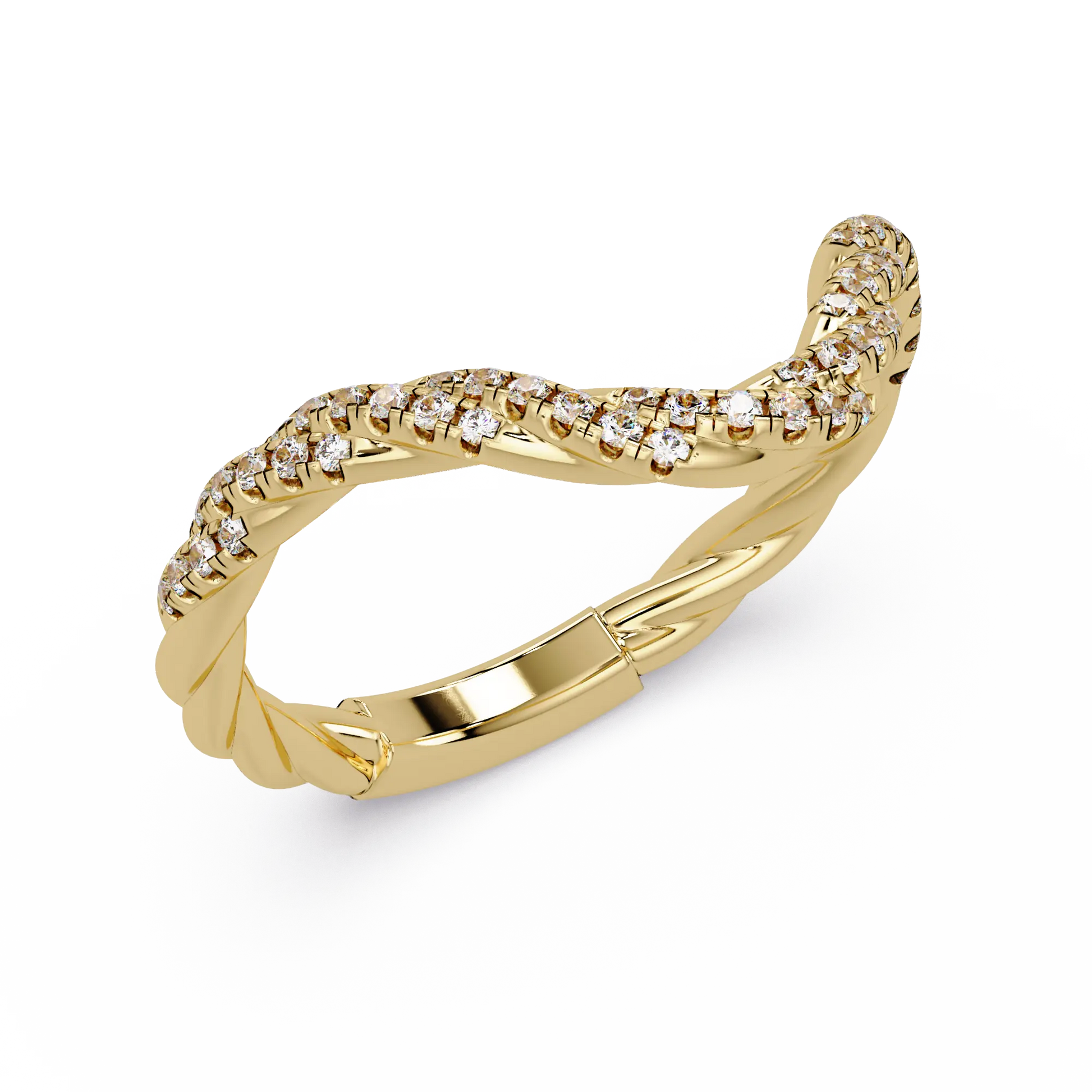Round Lab Grown Diamond Contour Wedding Band | Curved Pavé Stackable Anniversary Ring