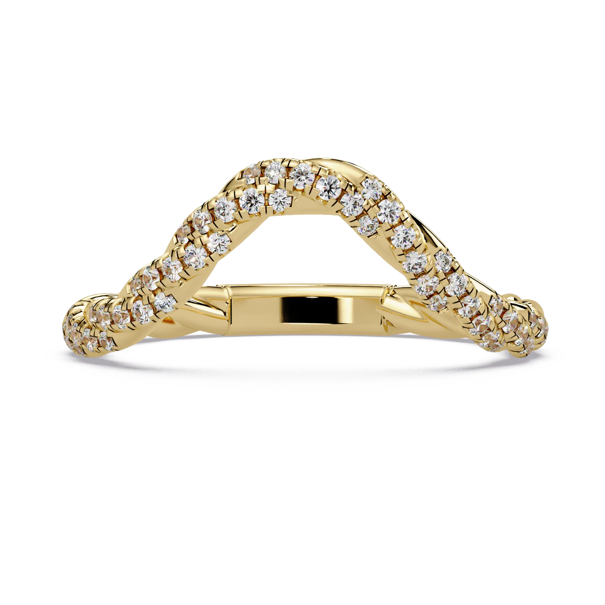 Round Lab Grown Diamond Contour Wedding Band | Curved Pavé Stackable Anniversary Ring