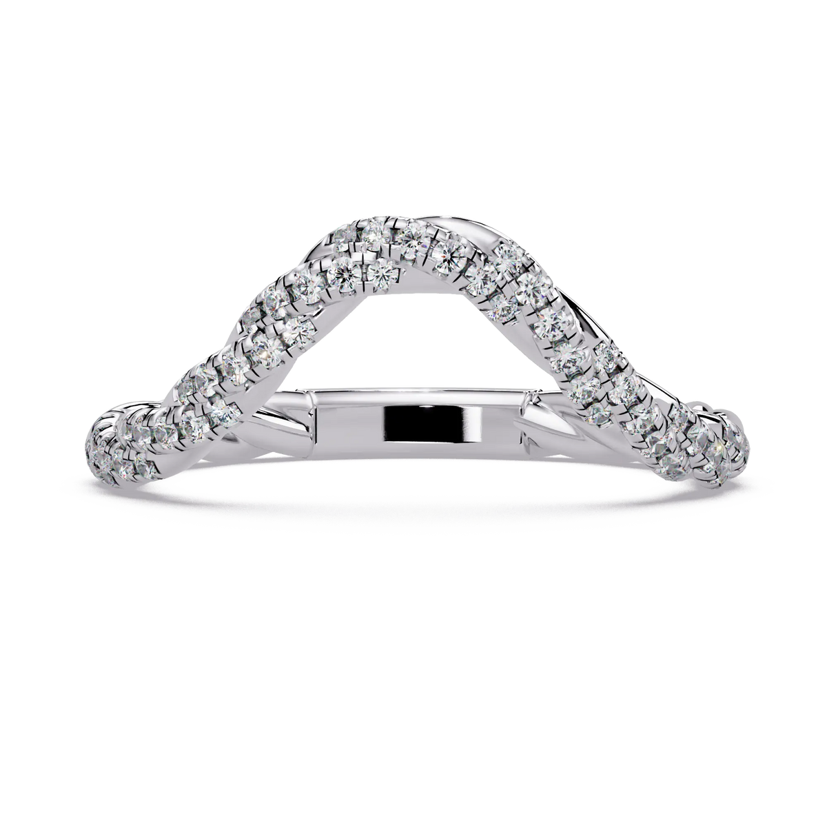 Round Lab Grown Diamond Contour Wedding Band | Curved Pavé Stackable Anniversary Ring