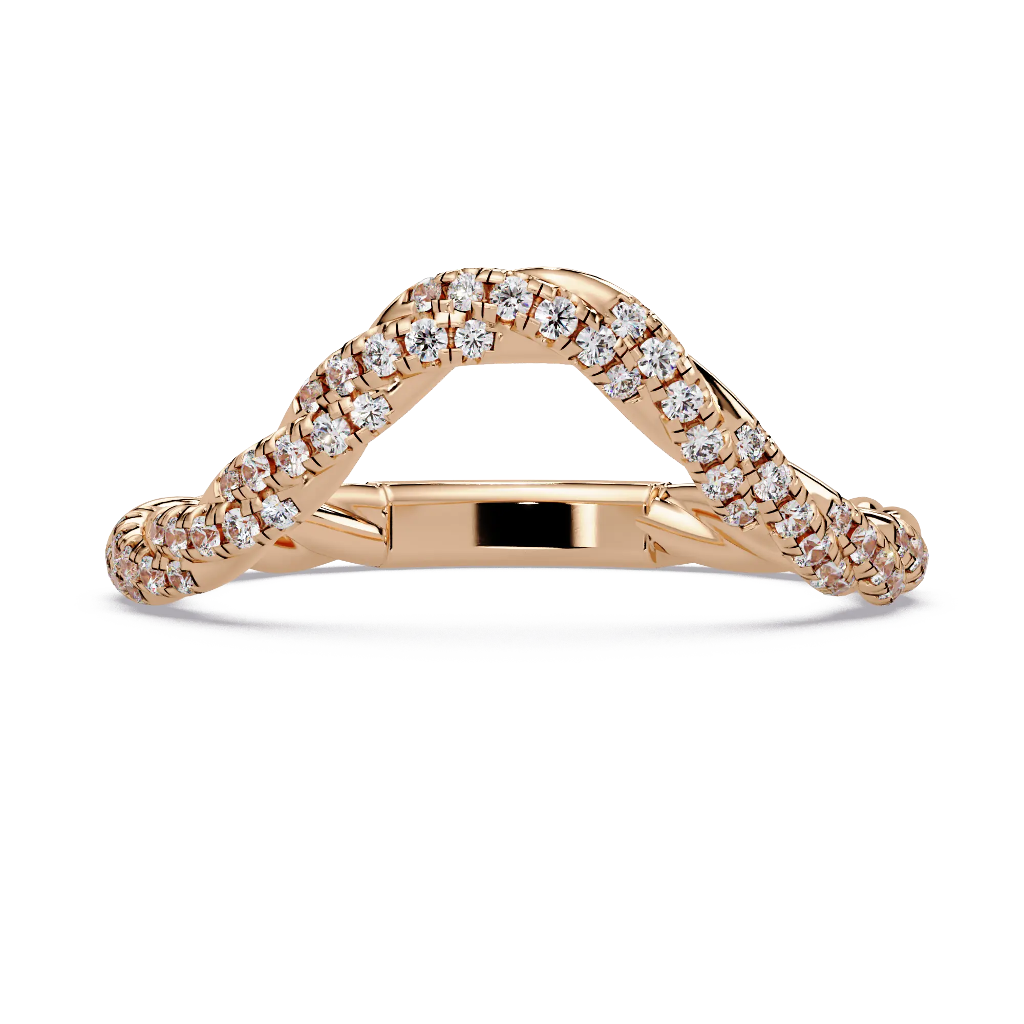 Round Lab Grown Diamond Contour Wedding Band | Curved Pavé Stackable Anniversary Ring