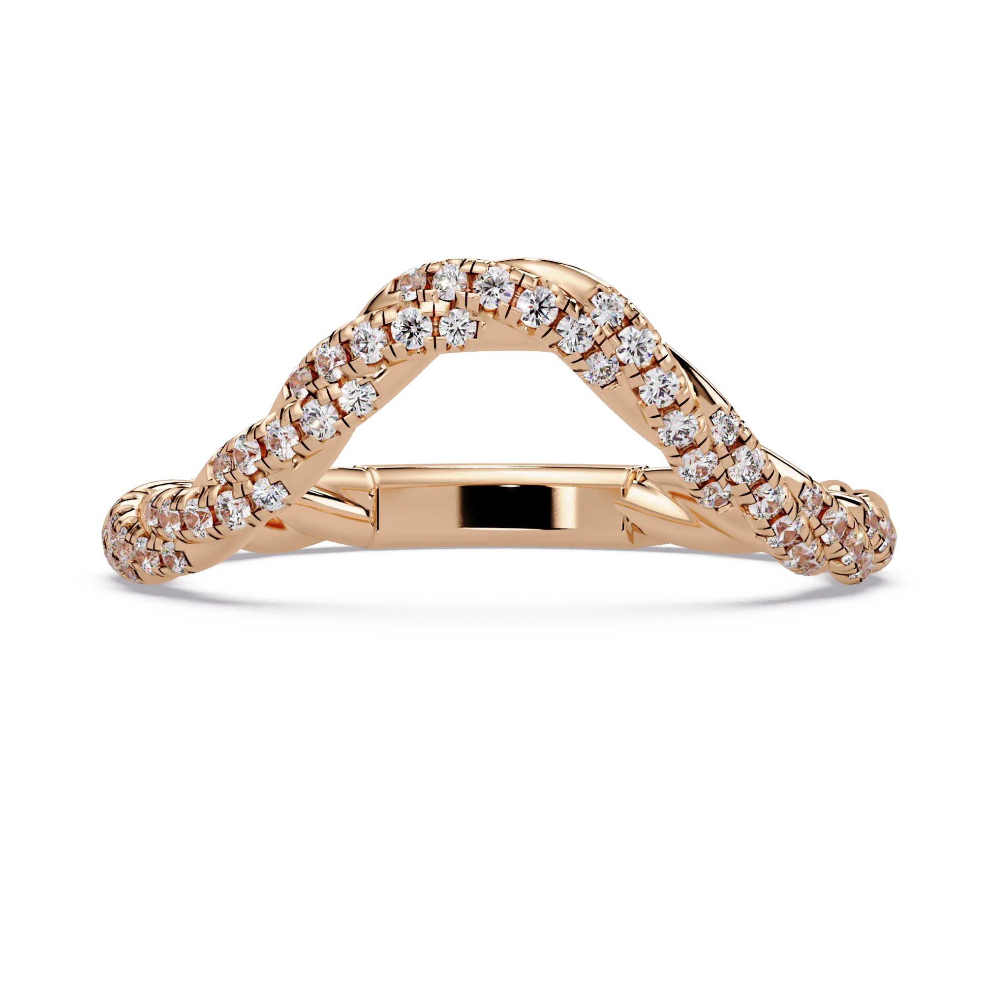 Round Lab Grown Diamond Contour Wedding Band | Curved Pavé Stackable Anniversary Ring