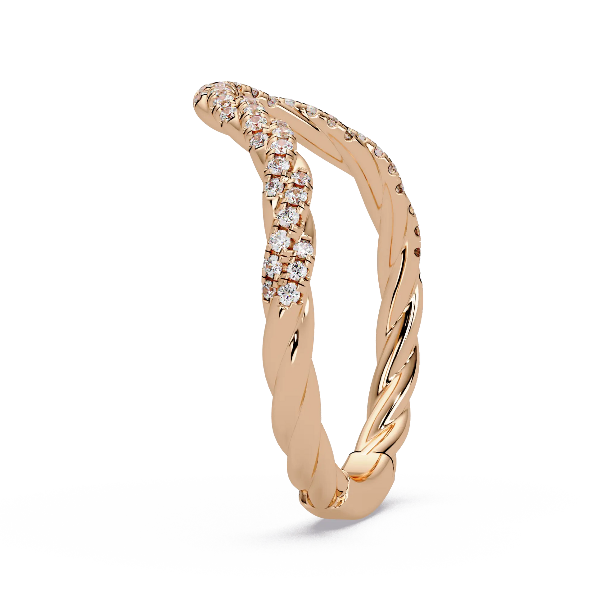 Round Lab Grown Diamond Contour Wedding Band | Curved Pavé Stackable Anniversary Ring