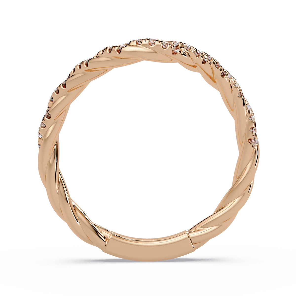 Round Lab Grown Diamond Contour Wedding Band | Curved Pavé Stackable Anniversary Ring