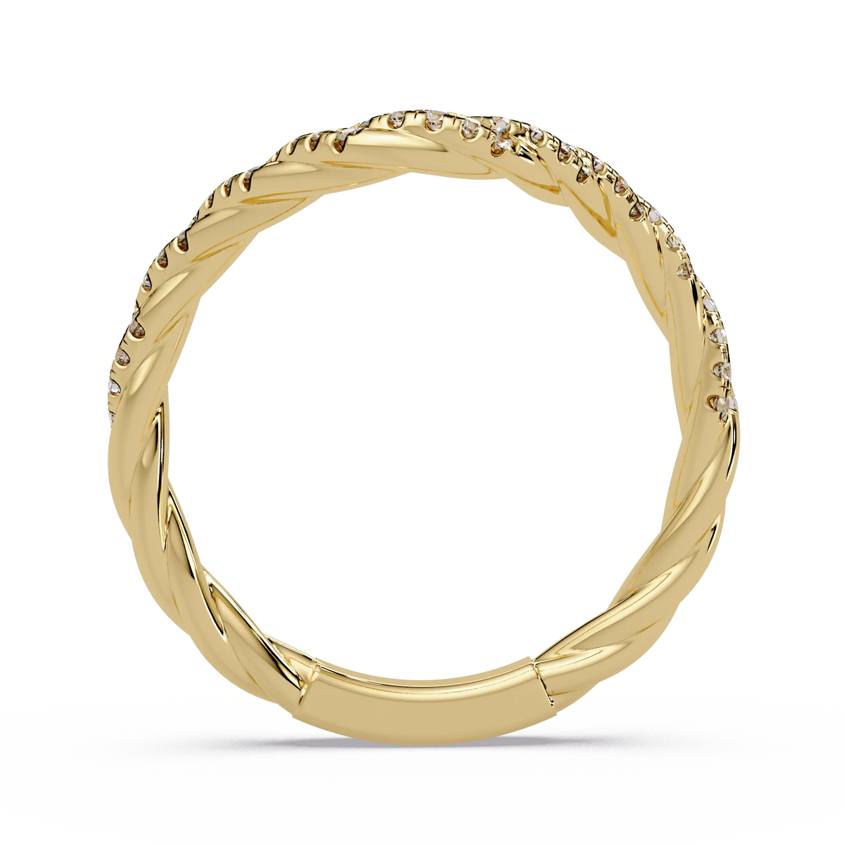 Round Lab Grown Diamond Contour Wedding Band | Curved Pavé Stackable Anniversary Ring
