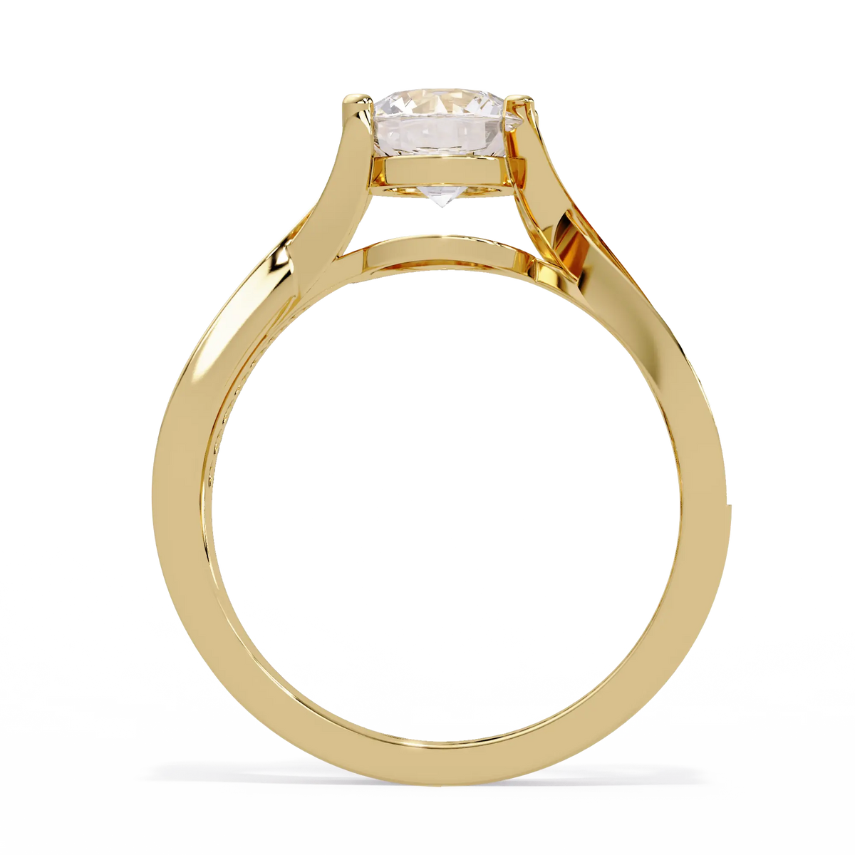 Round Lab Grown Diamond Crossover Pavé Engagement Ring