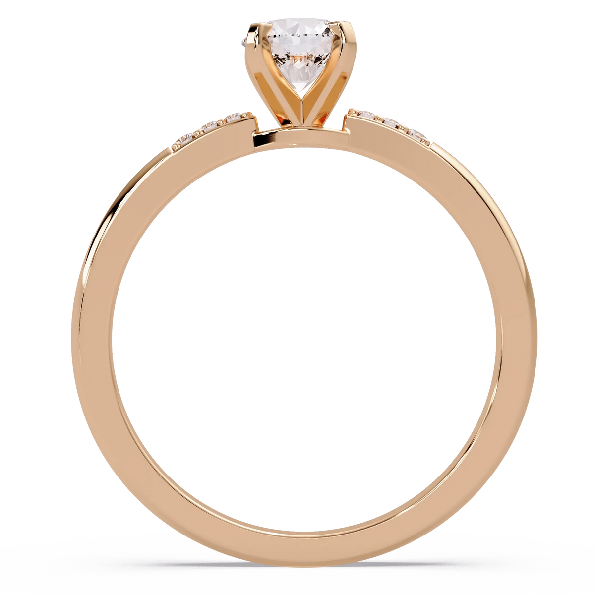 Round Lab Grown Diamond Engagement Ring with Delicate Diamond Accent Band